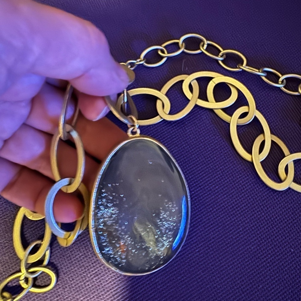 Chicos purple pendant with gold shimmer